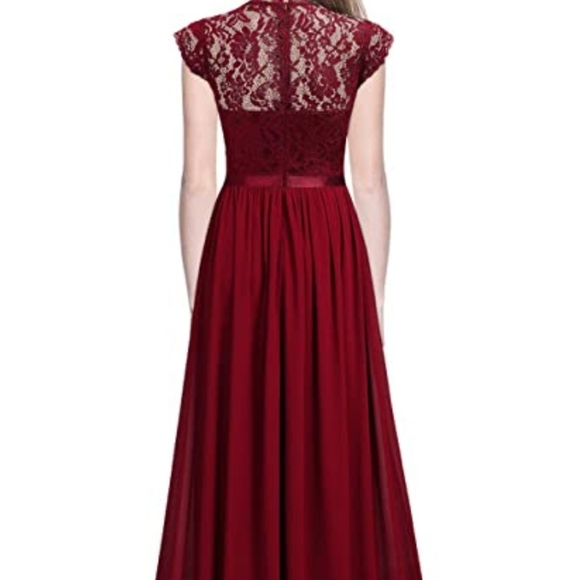 Formal Floral Lace Evening Party Maxi Dress - Picture 3 of 8